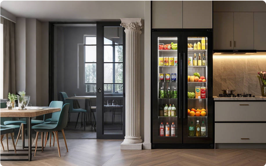 slim upright fridge